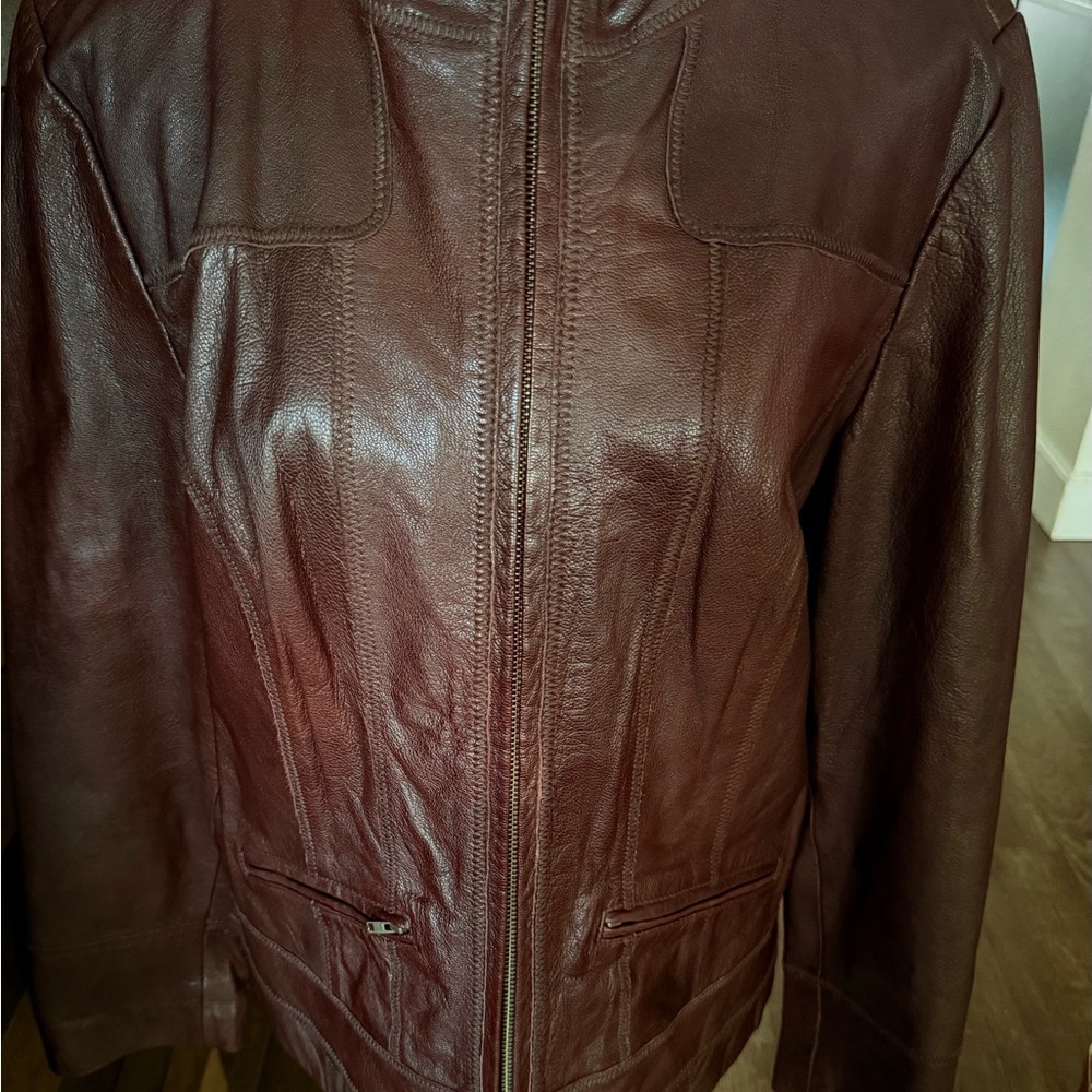 Caslon Brown Leather Jacket - Picture 6 of 8